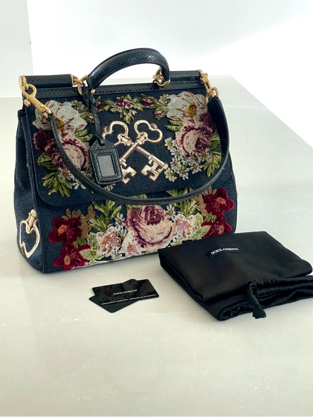 Dolce & Gabbana Rare Miss Sicily Floral Embroidered Shoulder Handbag Satchel - Picture 2 of 11